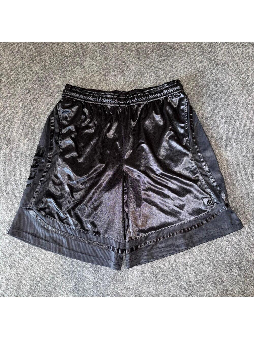 AND1 Black Baggy Dazzle Hoop Shorts Mens XL Vtg y2k 90s Rare